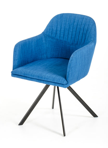 Modrest Synergy Mid-Century Blue Fabric Dining Arm Chair