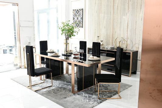Nova Domus Cartier Modern Black and Rosegold Dining Table