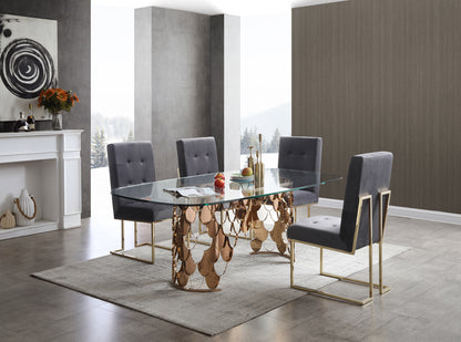 Modrest Javier Modern Glass and Rosegold Dining Table