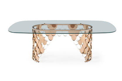 Modrest Javier Modern Glass and Rosegold Dining Table
