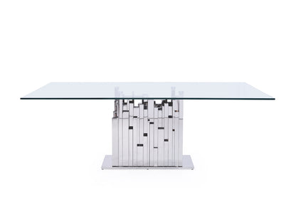 Modrest Edwin Modern Glass and Stainless Steel Dining Table