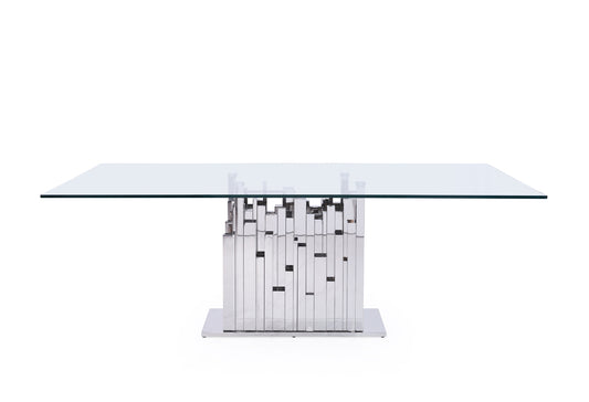 Modrest Edwin Modern Glass and Stainless Steel Dining Table