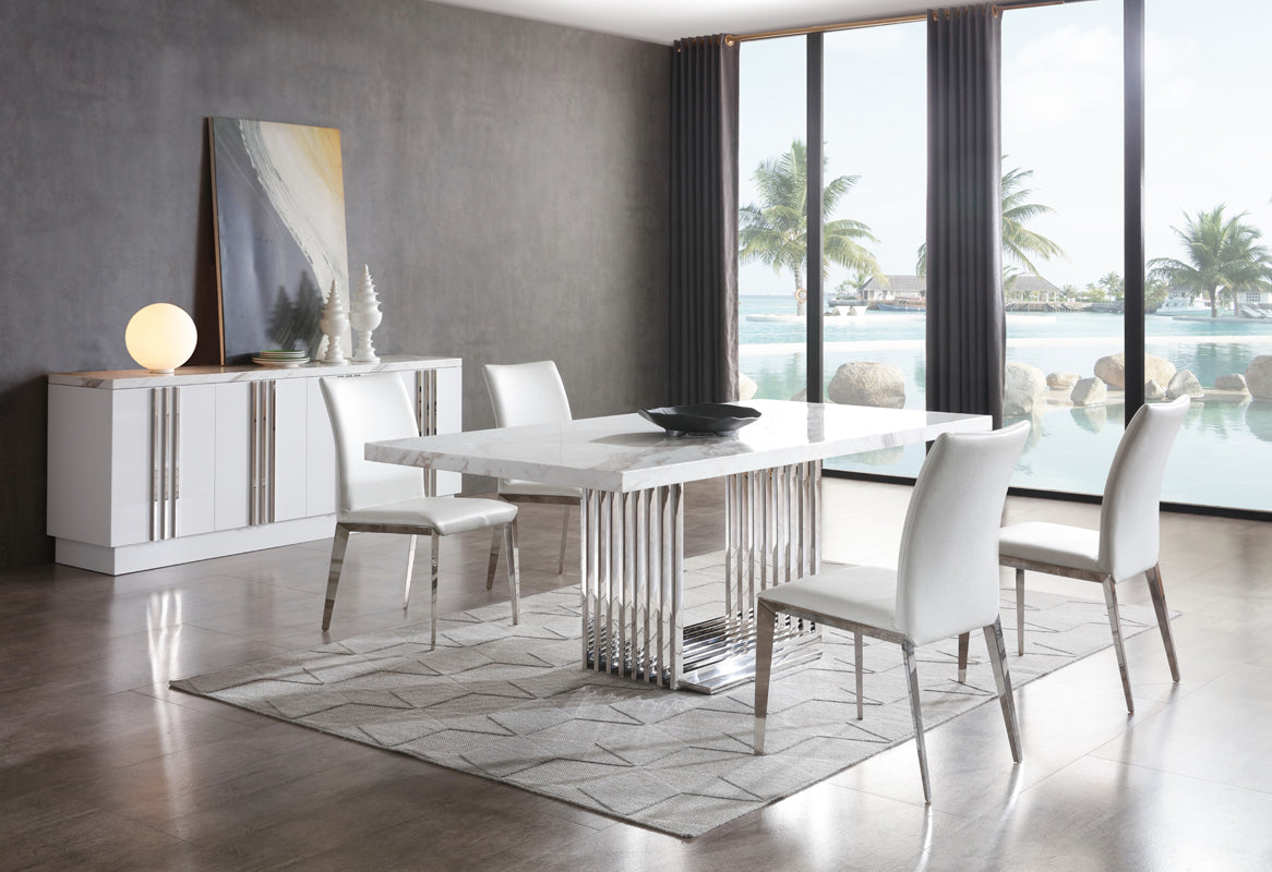 Modrest Kingsley Modern Marble and Stainless Steel Buffet