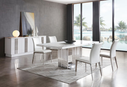 Modrest Kingsley Modern Marble and Stainless Steel Buffet