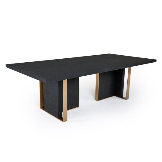 Modrest Tasha Modern Black Ash Brushed Gold Rectangular Dining Table