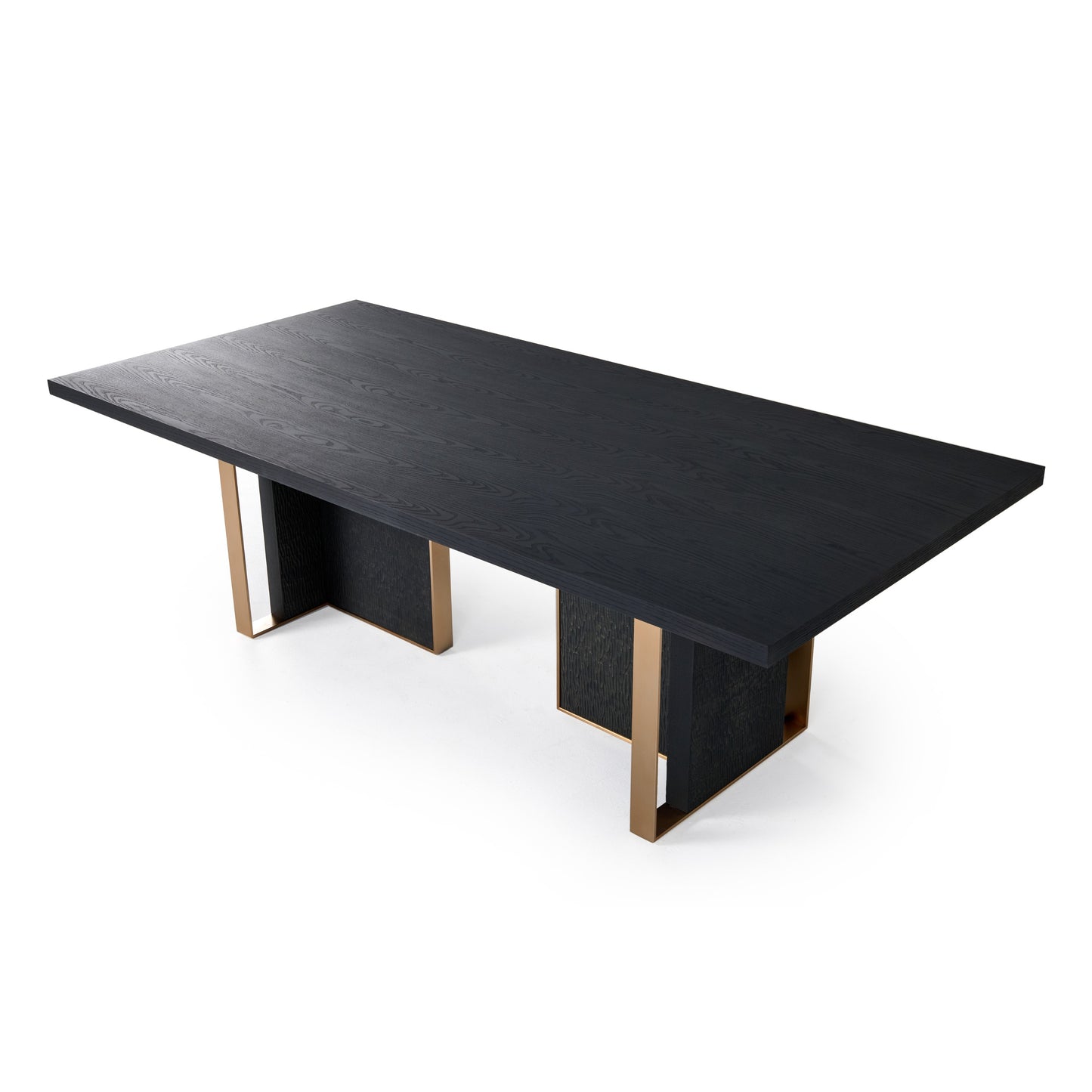 Modrest Tasha Modern Black Ash Brushed Gold Rectangular Dining Table