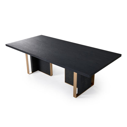 Modrest Tasha Modern Black Ash Brushed Gold Rectangular Dining Table