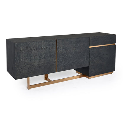 Modrest Tasha Modern Black Ash Brushed Gold Buffet