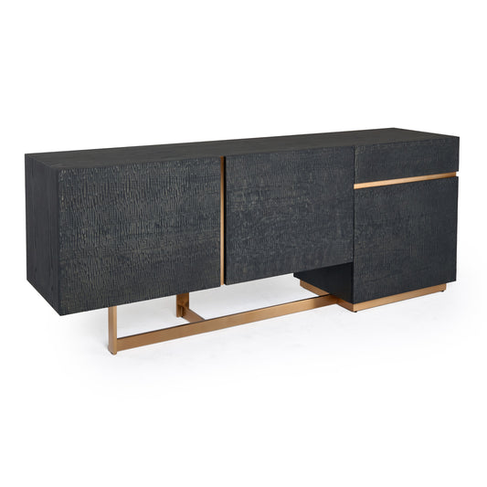 Modrest Tasha Modern Black Ash Brushed Gold Buffet