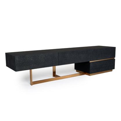 Modrest Tasha Modern Black Ash Brushed Gold TV Stand