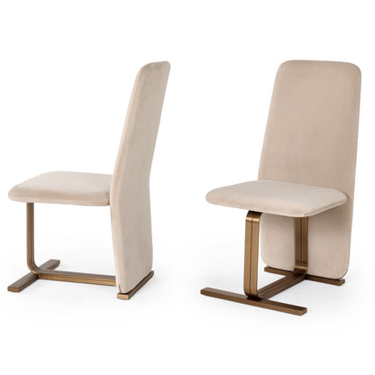 Modrest Tasha Modern Light Beige Grey Velvet Brushed Brass Dining Chair