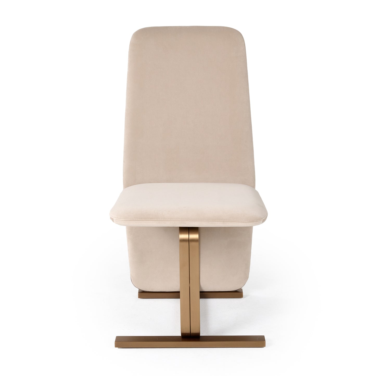Modrest Tasha Modern Light Beige Grey Velvet Brushed Brass Dining Chair