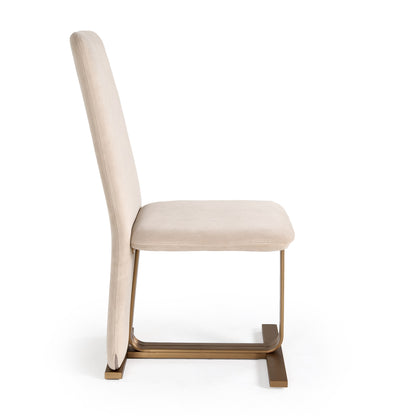 Modrest Tasha Modern Light Beige Grey Velvet Brushed Brass Dining Chair