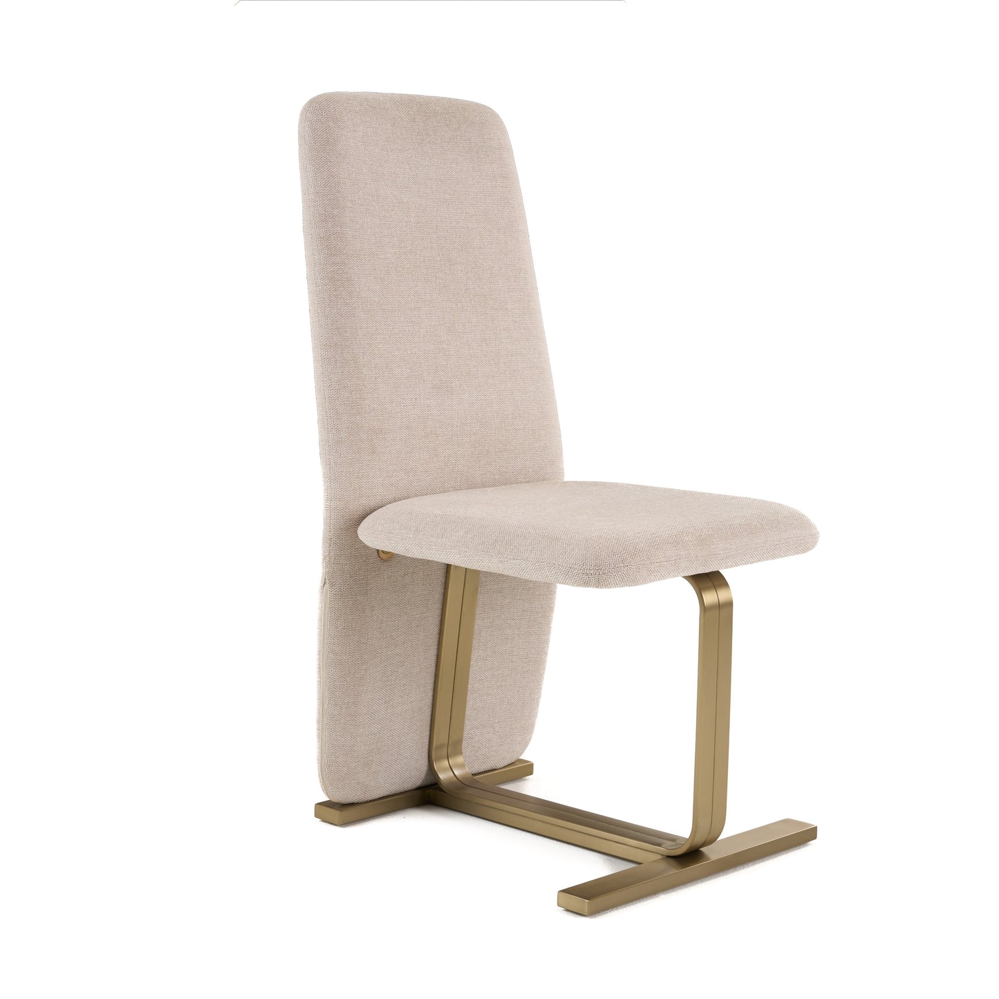 Modrest Tasha Modern Beige Linen Brushed Brass Dining Chair