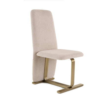 Modrest Tasha Modern Beige Linen Brushed Brass Dining Chair