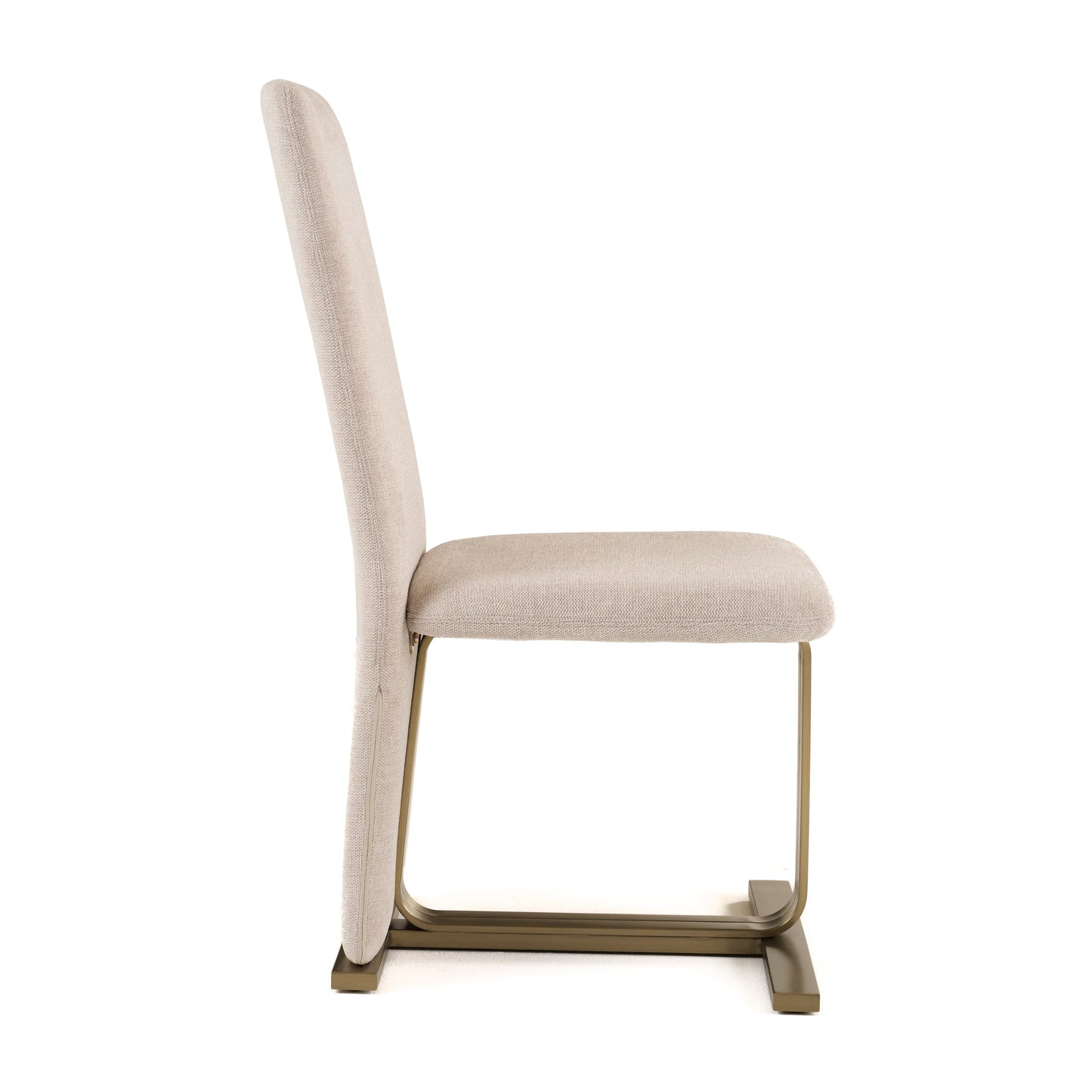 Modrest Tasha Modern Beige Linen Brushed Brass Dining Chair