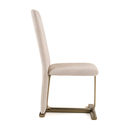 Modrest Tasha Modern Beige Linen Brushed Brass Dining Chair
