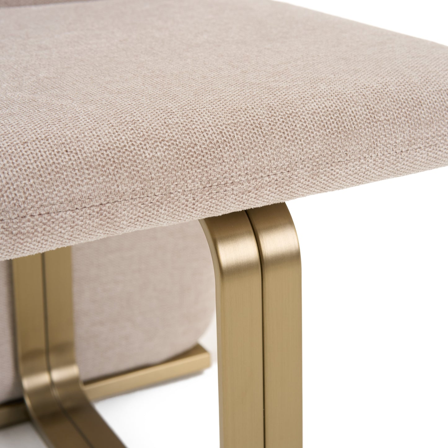 Modrest Tasha Modern Beige Linen Brushed Brass Dining Chair