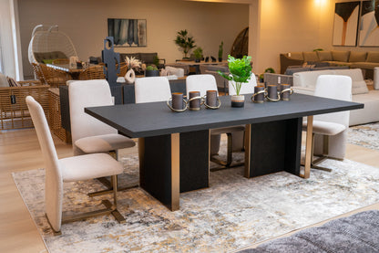 Modrest Tasha Modern Beige Linen Brushed Brass Dining Chair