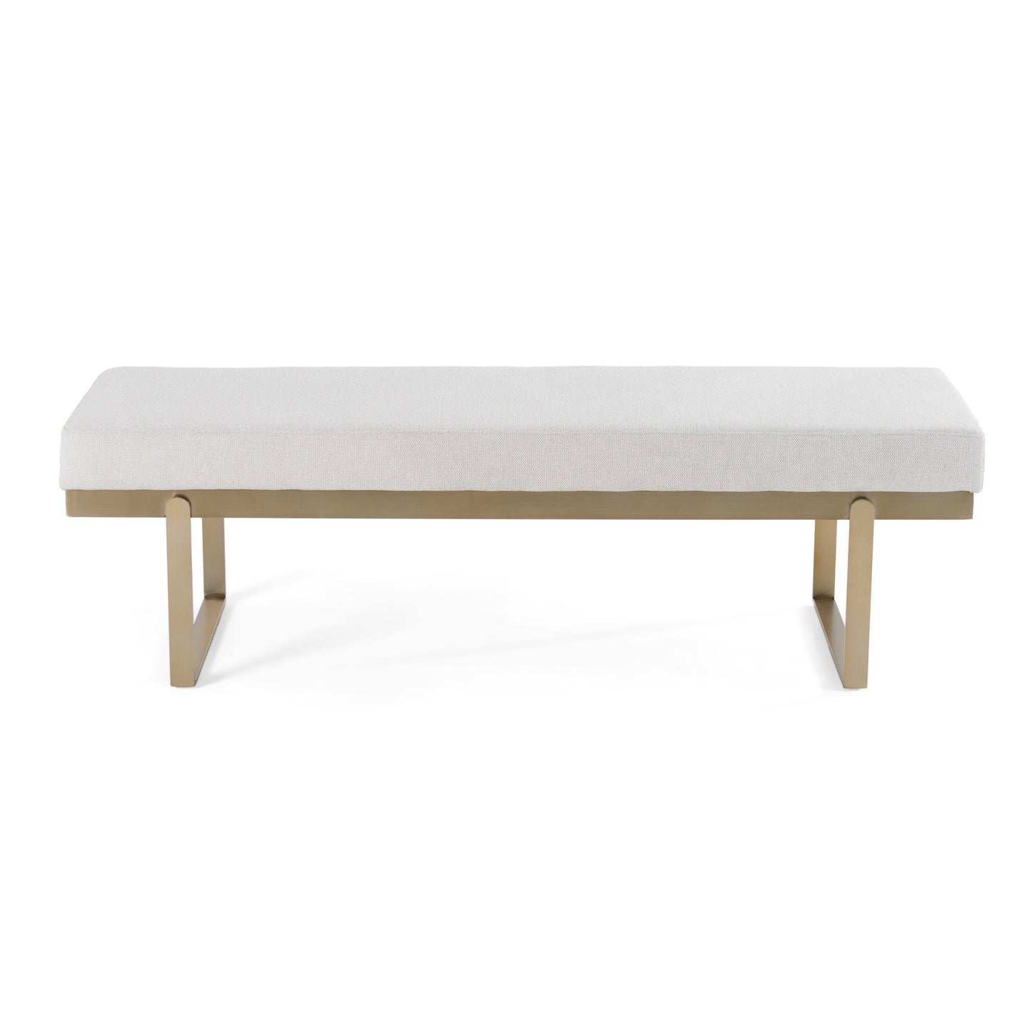 Modrest Tatum Modern Off-White Fabric Brass Dining Bench