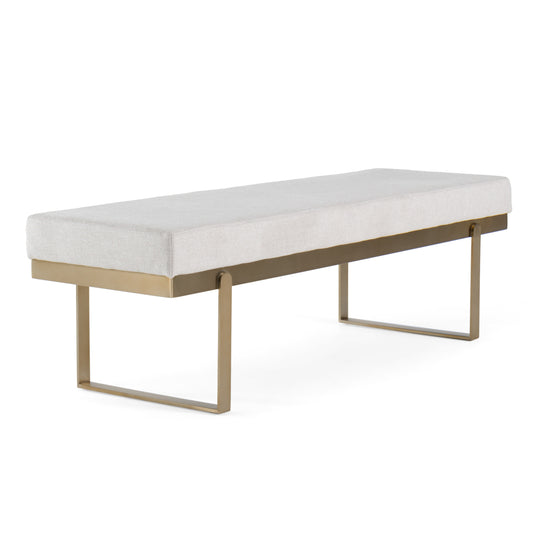 Modrest Tatum Modern Off-White Fabric Brass Dining Bench