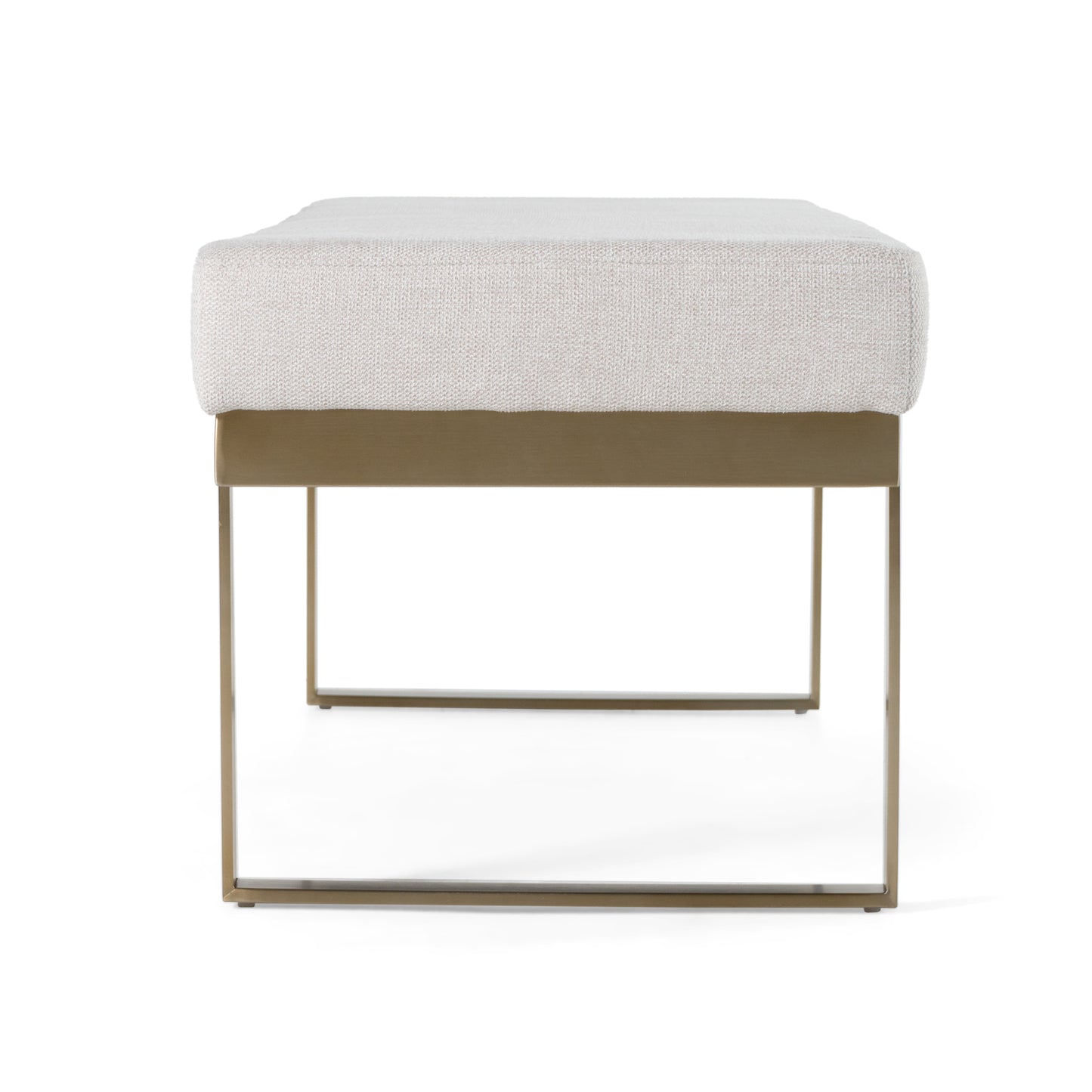 Modrest Tatum Modern Off-White Fabric Brass Dining Bench