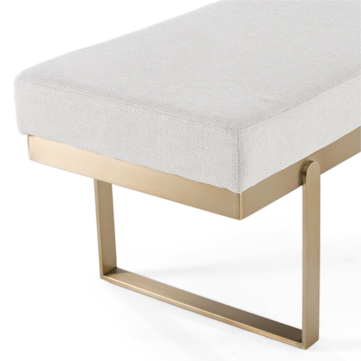 Modrest Tatum Modern Off-White Fabric Brass Dining Bench