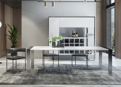 Modrest Fauna Modern White High Gloss and Stainless Steel Chrome Dining Table