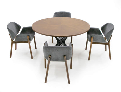 Modrest Theresa Modern Round Walnut and Black Table