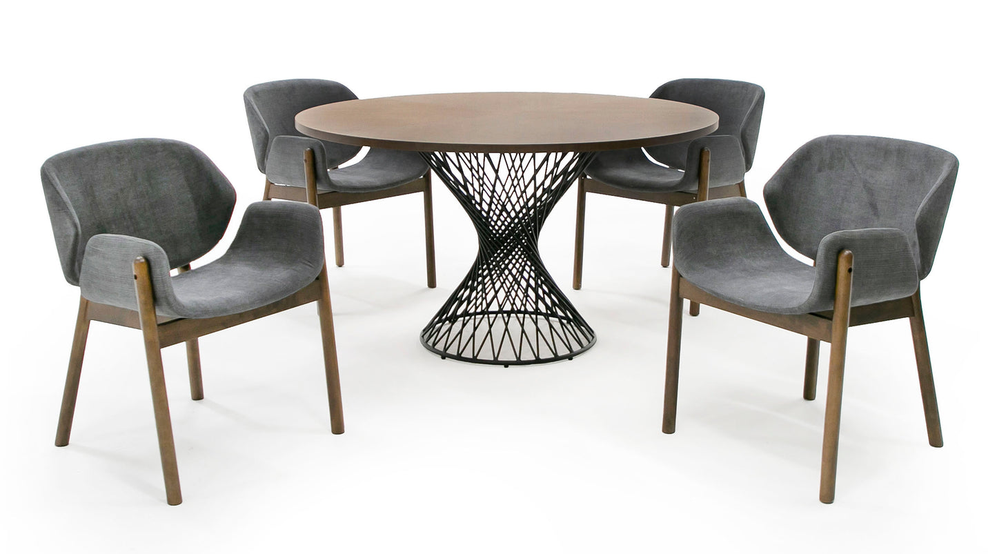 Modrest Theresa Modern Round Walnut and Black Table