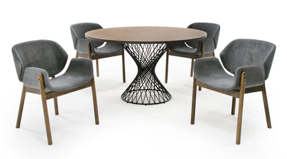 Modrest Theresa Modern Round Walnut and Black Table