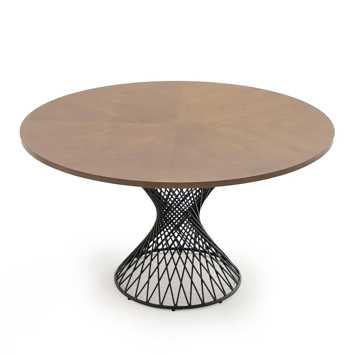 Modrest Theresa Modern Round Walnut and Black Table