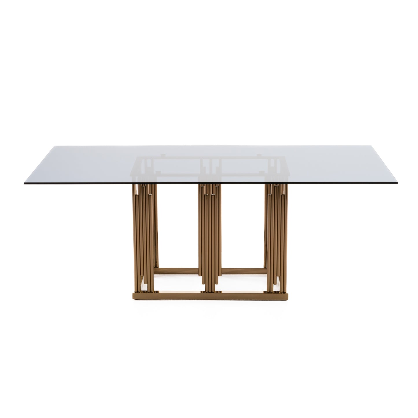Modrest Token Modern Smoked Grey Glass and Rosegold Dining Table