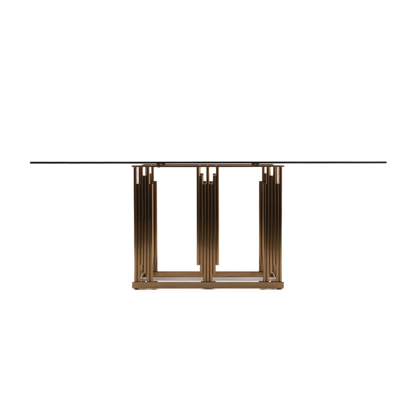 Modrest Token Modern Smoked Grey Glass and Rosegold Dining Table