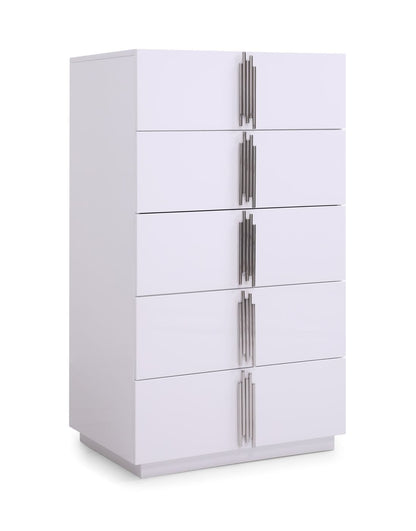 Modrest Token Modern Glossy White and Stainless Steel Chest