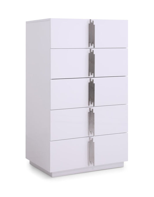 Modrest Token Modern Glossy White and Stainless Steel Chest
