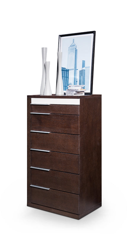Modrest Torino Modern Brown Oak and Grey Chest