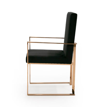 Modrest Trea Modern Black Velvet and Rosegold Dining Chair