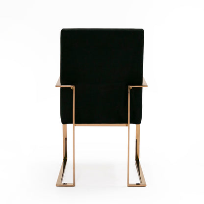 Modrest Trea Modern Black Velvet and Rosegold Dining Chair