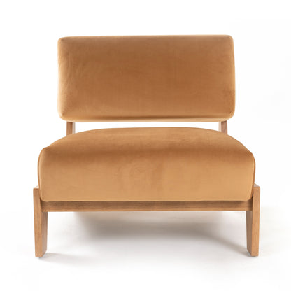 Modrest Tucker Mid-Century Modern Camel Velvet Chestnut Accent Chair
