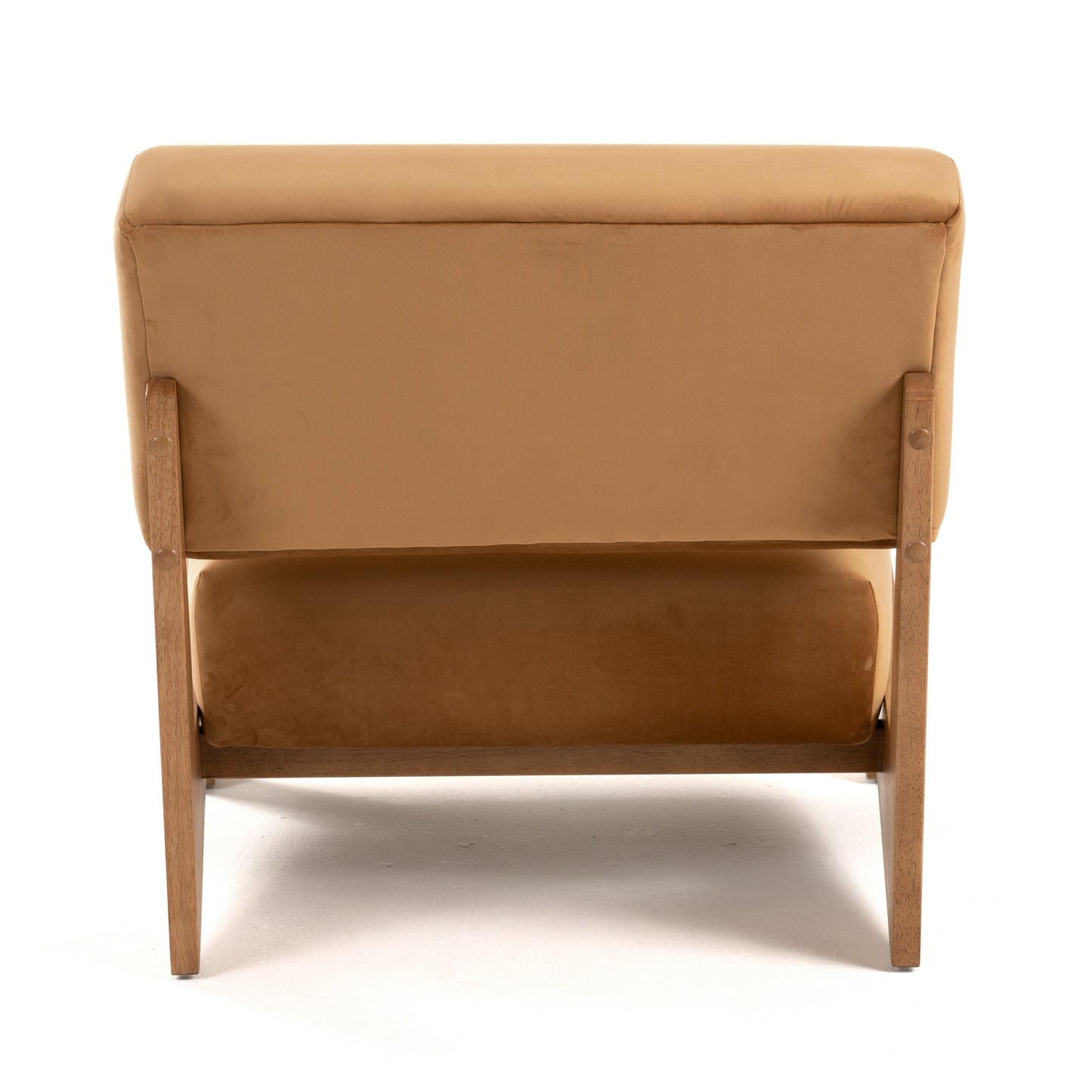Modrest Tucker Mid-Century Modern Camel Velvet Chestnut Accent Chair