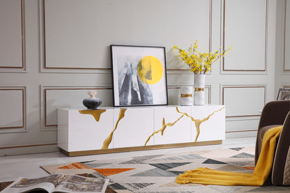 Modrest Aspen Modern White and Gold TV Stand