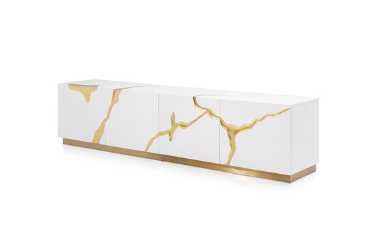 Modrest Aspen Modern White and Gold TV Stand