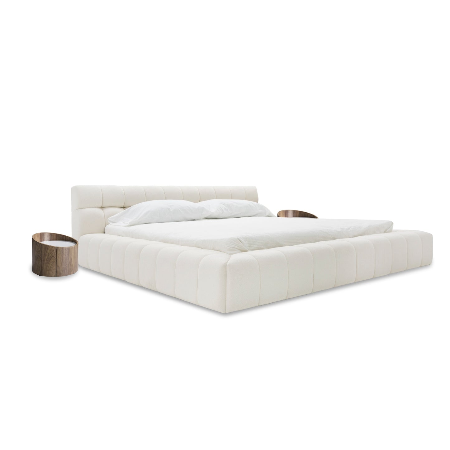 Divani Casa Tyree Modern Tufted Off-White Fabric Bed