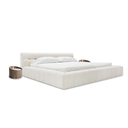 Divani Casa Tyree Modern Tufted Off-White Fabric Bed