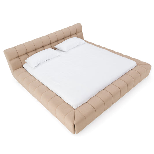 Divani Casa Tyree Modern Tufted Sand Fabric Bed