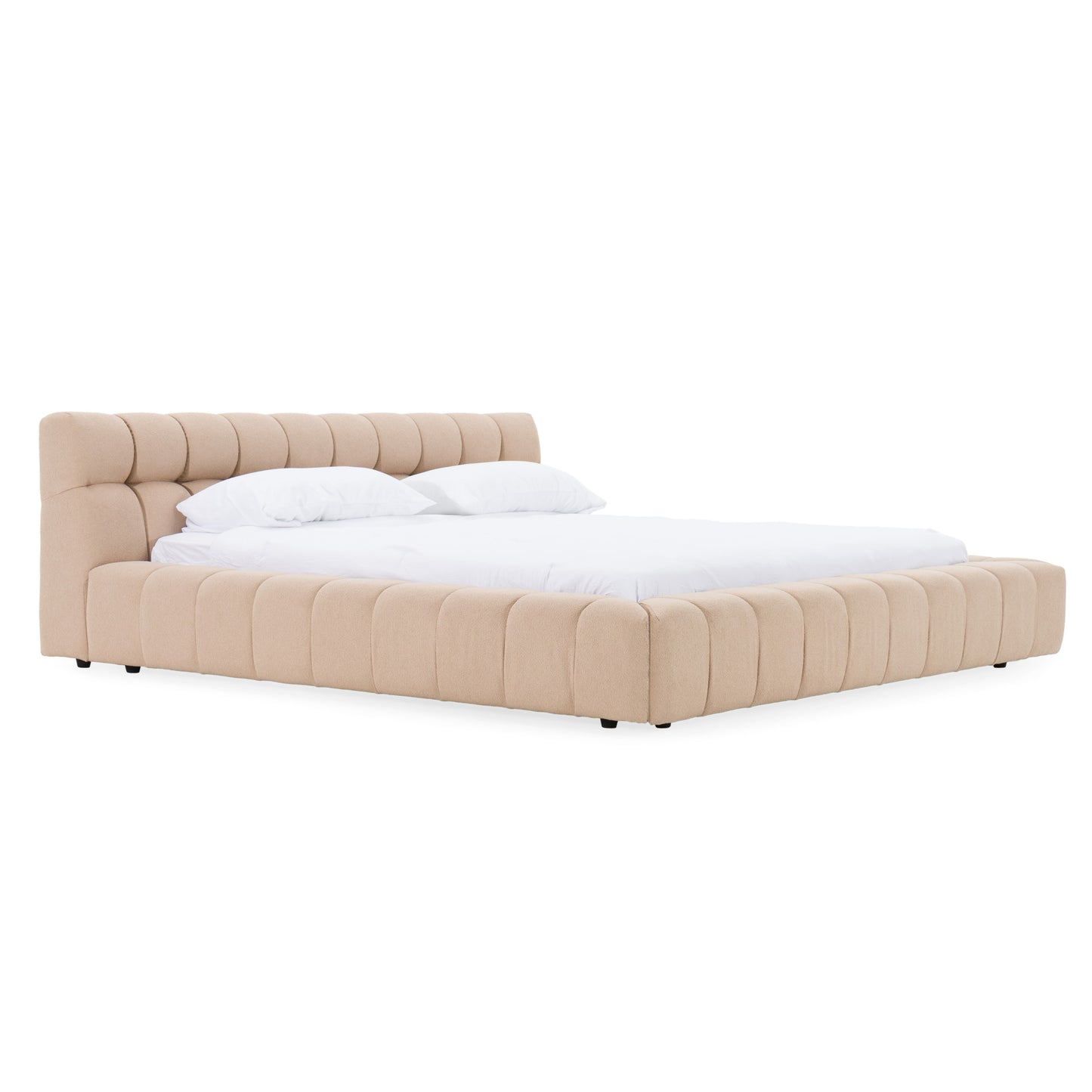 Divani Casa Tyree Modern Tufted Sand Fabric Bed