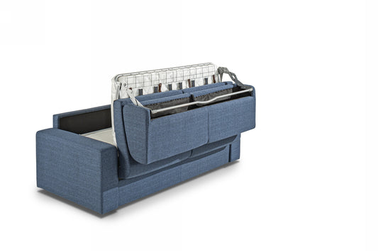 Modrest Made in Italy Urrita Modern Blue Fabric Sofa Bed w/Full Size Mattress