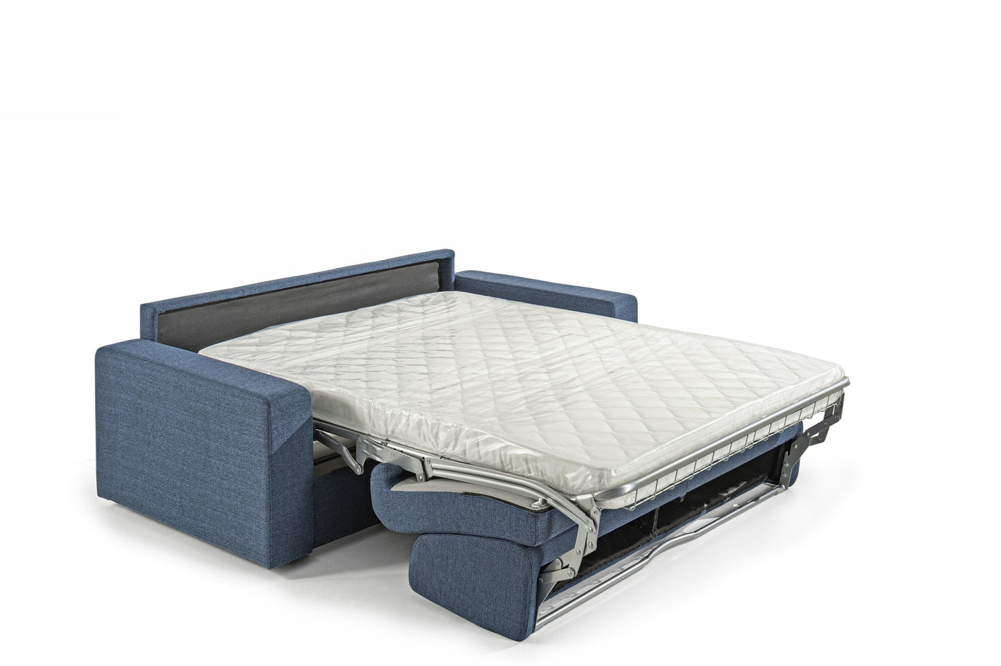 Modrest Made in Italy Urrita Modern Blue Fabric Sofa Bed w/Full Size Mattress