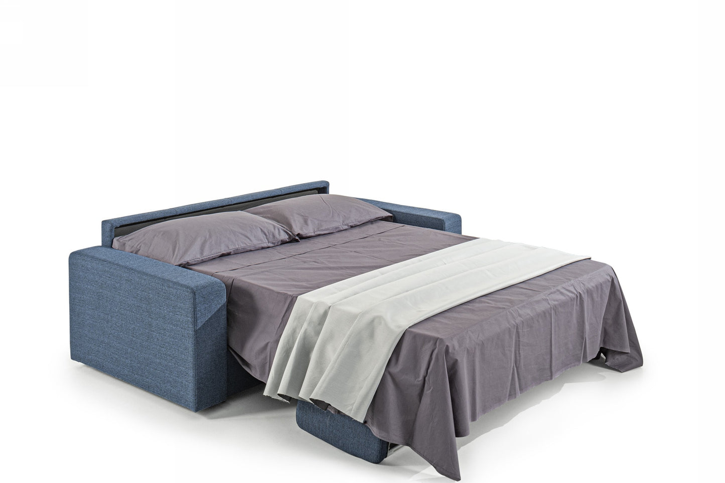 Modrest Made in Italy Urrita Modern Blue Fabric Sofa Bed w/Full Size Mattress